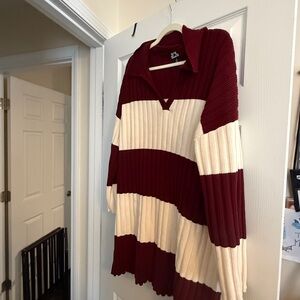 Future Collective Stylish Striped V-Neck Sweater Dress